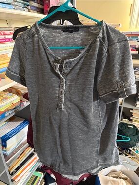 Grey Women Top with Button Placket - Rare Editions